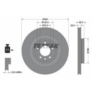 Bremsscheibe TEXTAR 92278403 hinten, belüftet, 1 Stück