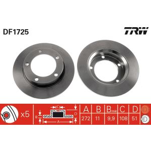 Jarrulevy TRW DF1725 edessä, täysi, 1 kpl