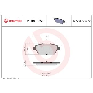 Bremsbelagsatz, Scheibenbremse BREMBO P 49 051