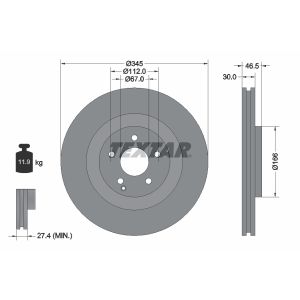 Disque de frein TEXTAR 92123603 avant, ventilé, 1 pièce