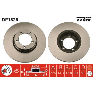 Jarrulevy TRW DF1826 edessä, täysi, 1 kpl