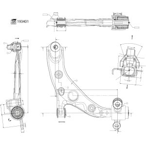 Braço de controlo, suspensão da roda FEBI BILSTEIN 193401 Eixo dianteiro