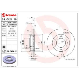 Jarrulevy BREMBO 09C42411 edessä, tuuletettu, erittäin hiilihappoinen, 1 kpl