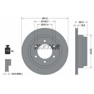 Disco freno TEXTAR 92091600 posteriore, ventilato, 1 pezzo