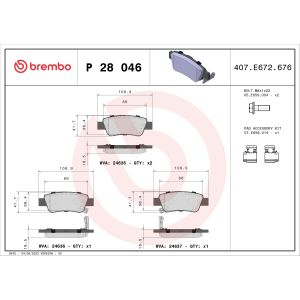 Conjunto de pastilhas de travão BREMBO P 28 046, atrás