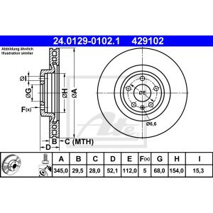 Disque de frein ATE 24.0129-0102.1 avant, ventilé, hautement carbonisé, 1 pièce