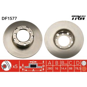 Jarrulevy TRW DF1577 edessä, täysi, 1 kpl