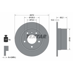 Disque de frein TEXTAR 92076703 arrière, plein, 1 Stück