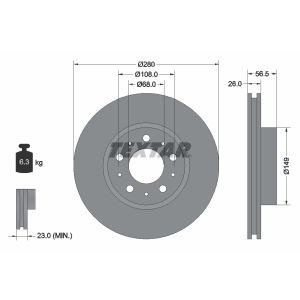 Bremsscheibe TEXTAR 92055400, vorne, belüftet , 1 Stück