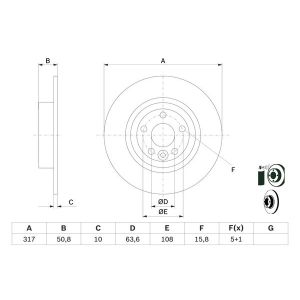 Disco freno BOSCH 0 986 479 E58 posteriore, completo, 1 pezzo