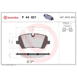 Conjunto de pastilhas de travão BREMBO P 44 021, Traseira