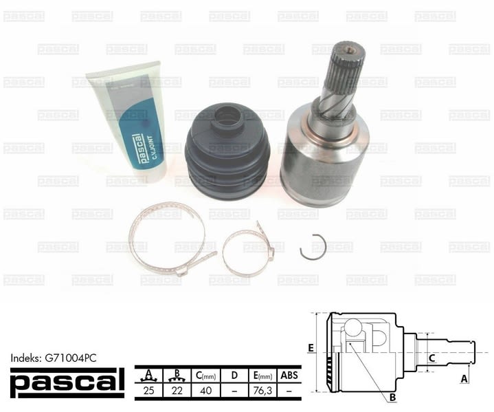 Przegub napędowy zewnętrzny PASCAL G71004PC (Nissan