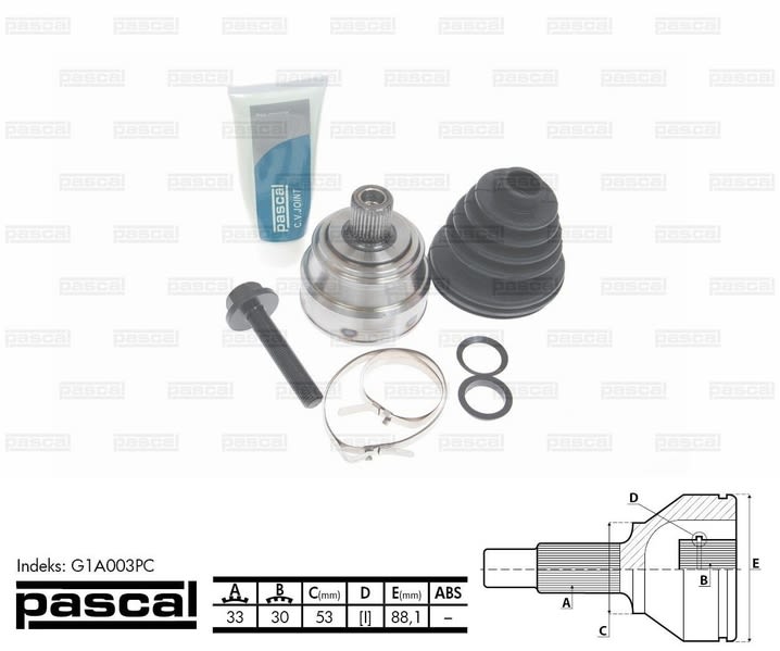 Antriebswelle PASCAL G10022PC Gelenksatz