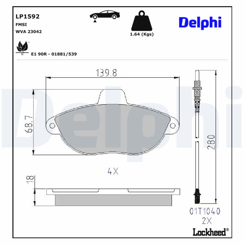 Комплект гальмівних колодок передн , CITROEN EVASION, JUMPY I, FIAT SCUDO, ULYSSE, PEUGEOT 806, EXPERT 1.6-2.1D 06.94-12.06 фото 3