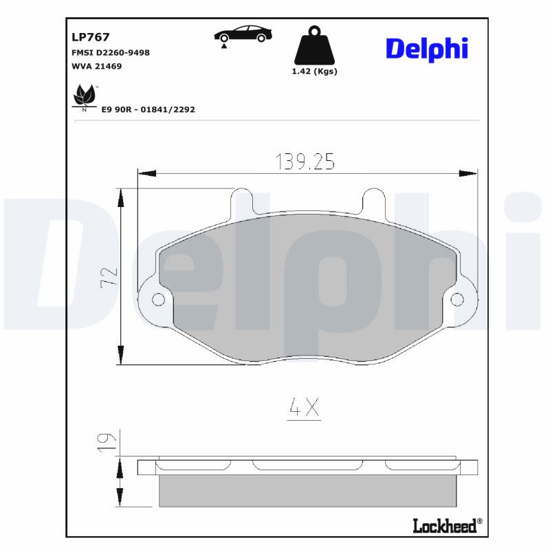 Комплект гальмівних колодок передн , FORD TRANSIT, TRANSIT TOURNEO 2.0-2.9 01.91-12.00