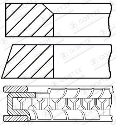 67 (STD) 1,2-5-2 Комплект поршньових кілець HYUNDAI ATOS, GETZ, I10 I, KIA PICANTO I 1.1/1.1LPG 06.03-12.13 фото 2