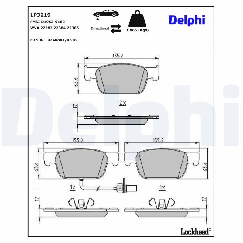 Комплект гальмівних колодок передн , AUDI A4 ALLROAD B9, A4 B9, A5 1.4-3.0D 05.15- фото 5