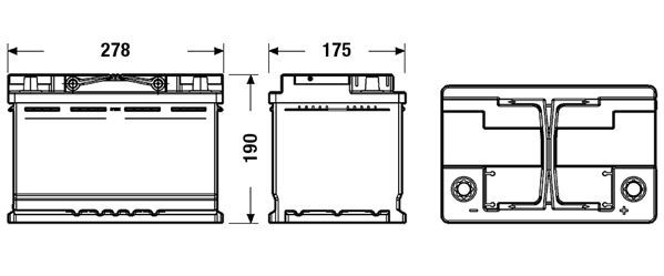 Аккумуляторная батарея 70Ah/760A (278x175x190/+R/B13) (Start-Stop EFB) фото 5