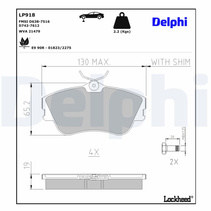 Комплект гальмівних колодок передн , VW CALIFORNIA T4 CAMPER, TRANSPORTER T4 1.8-2.8 07.90-06.03 фото 4