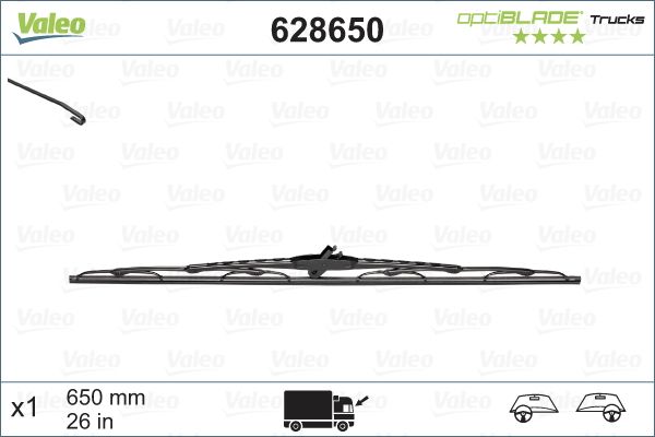 Щітка склоочисника каркасна передн (1шт) Optiblade 650мм IVECO DAILY IV, EUROCARGO I-III, EUROCARGO V, EUROFIRE II, EUROSTAR, EUROTECH MH, EUROTECH MP, EUROTECH MT, EUROTRAKKER, MAGIRUS 01.80- фото 4