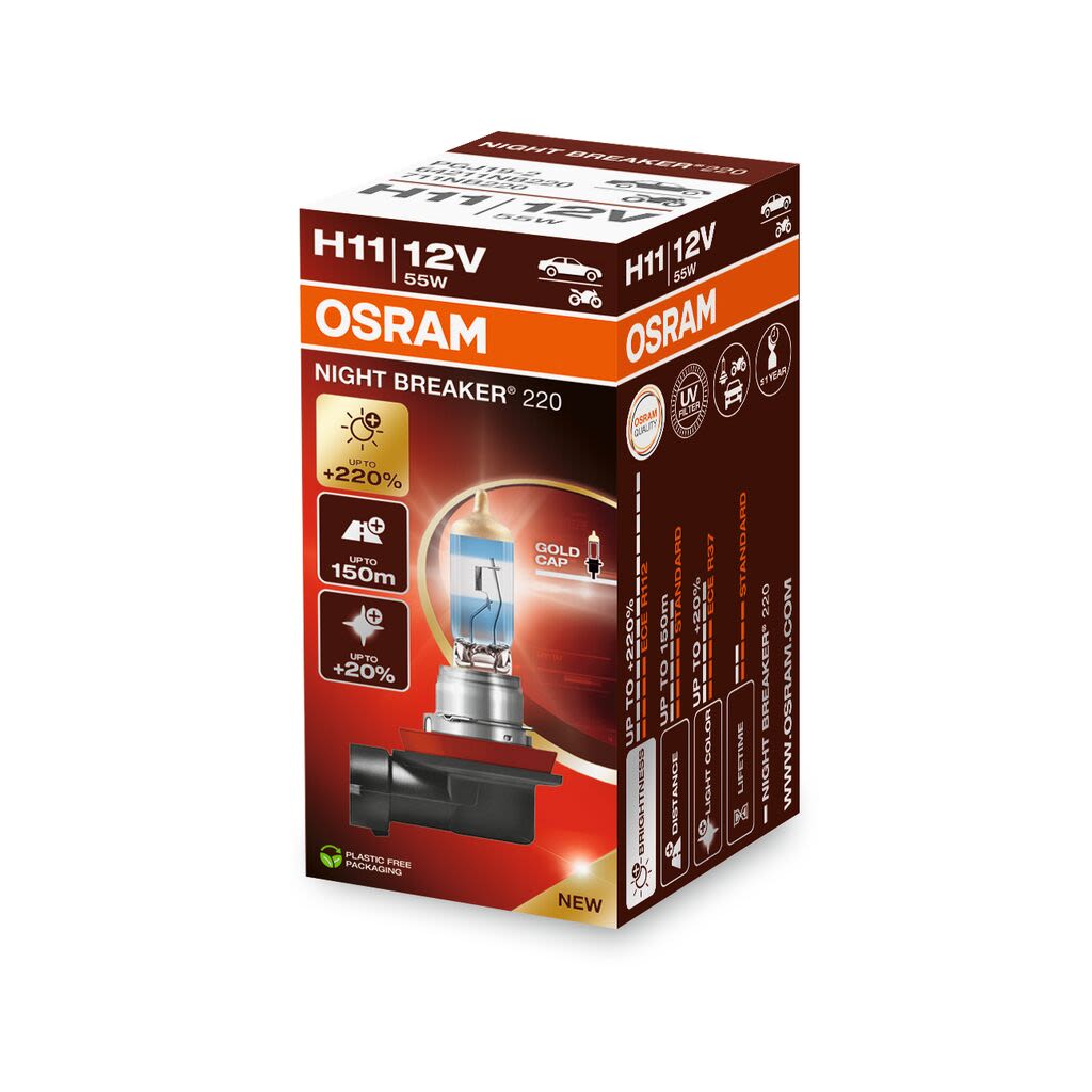 Автолампа галогенова 55W H11 12V 55W 3750K PGJ19-2 / NIGHT BREAKER® 220 - НА 220% БІЛЬШЕ С OSRAM (64211NB220) osram фото 5