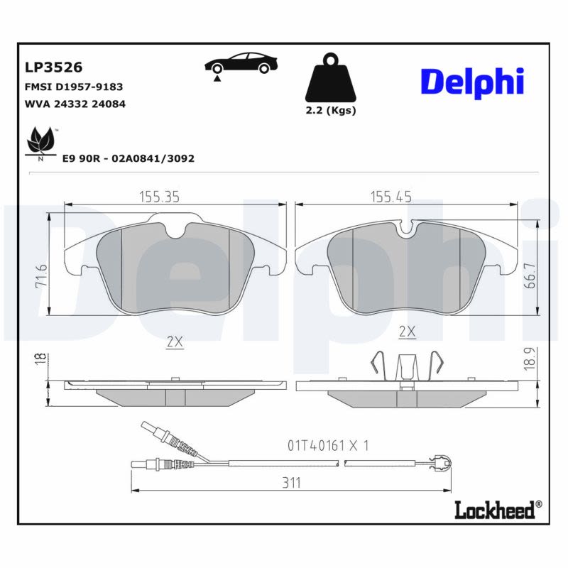 Комплект гальмівних колодок передн , PEUGEOT 407, 508, 508 I 1.6-2.2D 05.04- фото 2