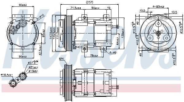 Компресор кондиціонера FORD TRANSIT (94-) 2.0 EFI (+) NISSENS (89251) Nissens фото 11
