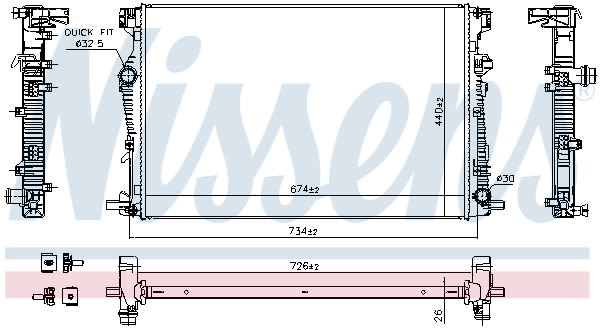 Радіатор охолоджування JEEP CHEROKEE (KL) (13-) 2.0 CRD|JEEP CHEROKEE (KL) (13-) 2.2 CRD NISSENS (61040) Nissens фото 10