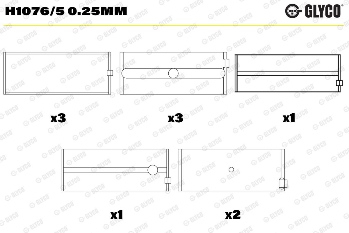 Вкладиші FORD TRANSIT 2.5D/TD D25/D25T 4GB GLYCO (H1076/5 0.25MM) Glyco фото 4