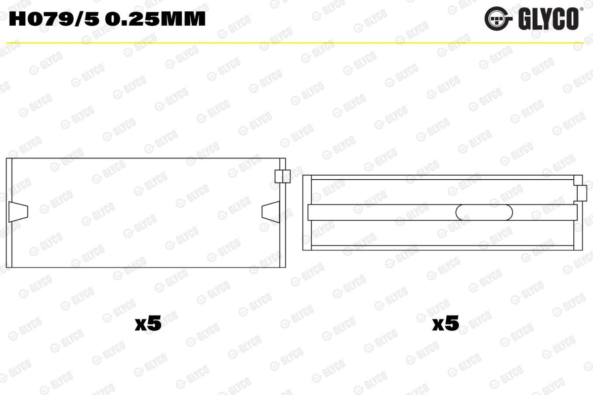Вкладиші VAG 1.9TDI/2.0TDI ASZ/AVF/AWX/ARL/PDI/BKD/CDBA/BVA/BMA/BLS GLYCO (H079/5 0.25MM) Glyco фото 4