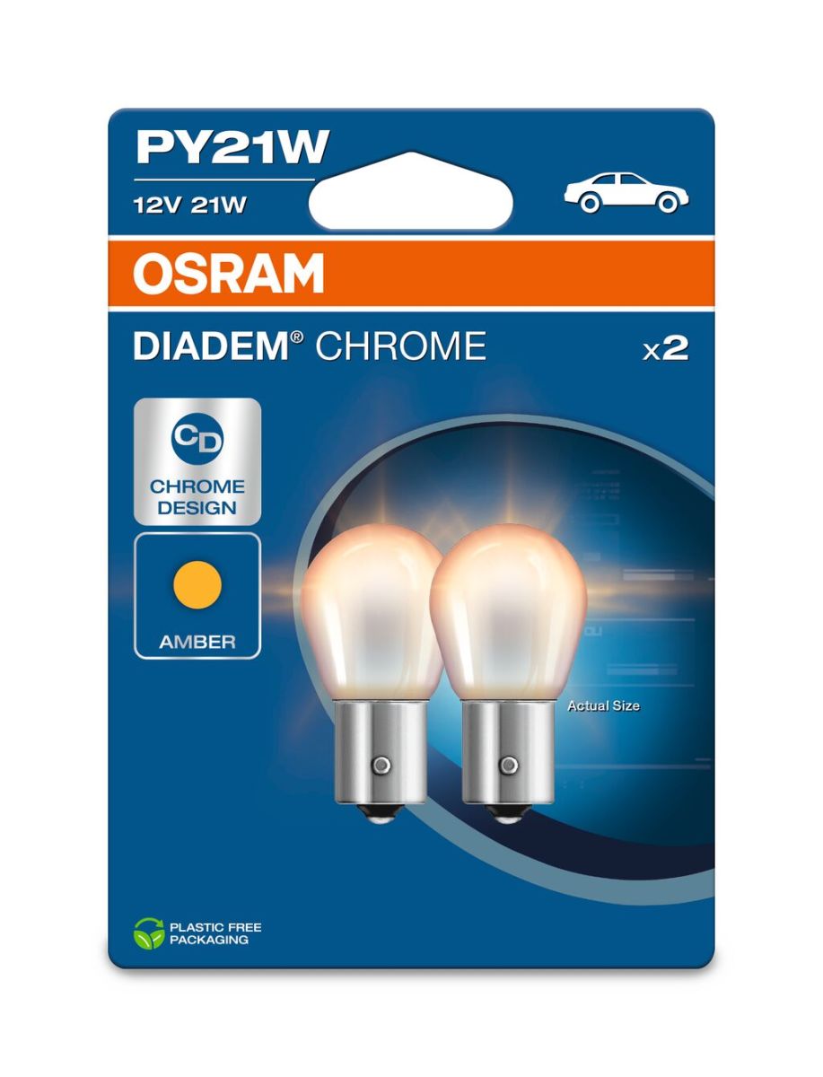 Автолампа 21W PY21W 12V 21W BAU15S/DIADEM CHROME/2ШТ. BLISTER OSRAM (7507DC-2BL) osram фото 5