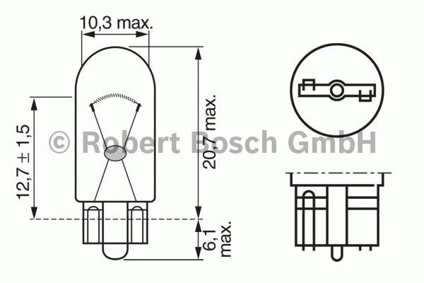 Автолампа W3W 24V 3W W2.1x9.5d (габарит, щиток приладів) (без цоколя) Bosch фото 7