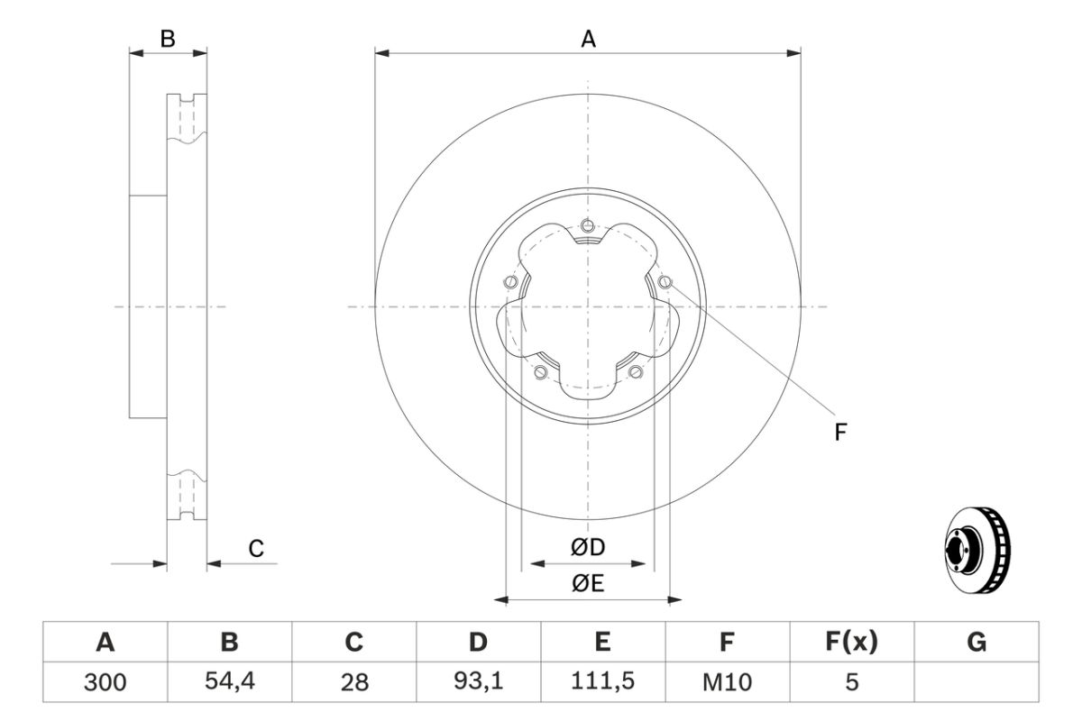 Диск гальмівний ВЕНТИЛ FORD TRANSIT ФУРГОН (FA_ _) 2.2 2006.04-2014.12 BOSCH (0 986 479 307) Bosch фото 8