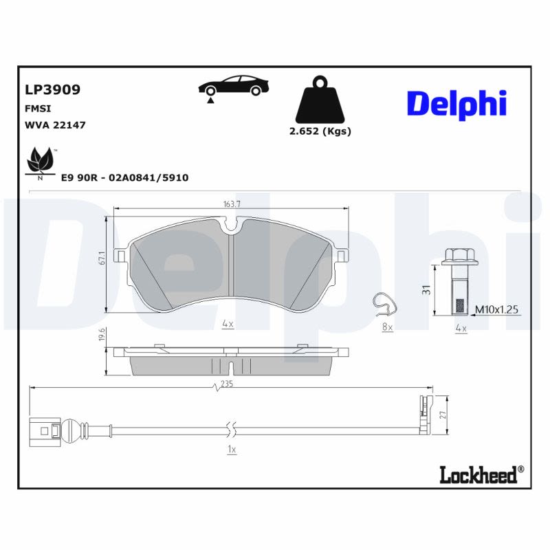 Комплект гальмівних колодок передн (з шумопоглинаючою пластиною), VW CALIFORNIA T7 CAMPER, CRAFTER, GRAND CALIFORNIA CAMPER, MULTIVAN T7 1.4H-Electric 09.16- фото 5