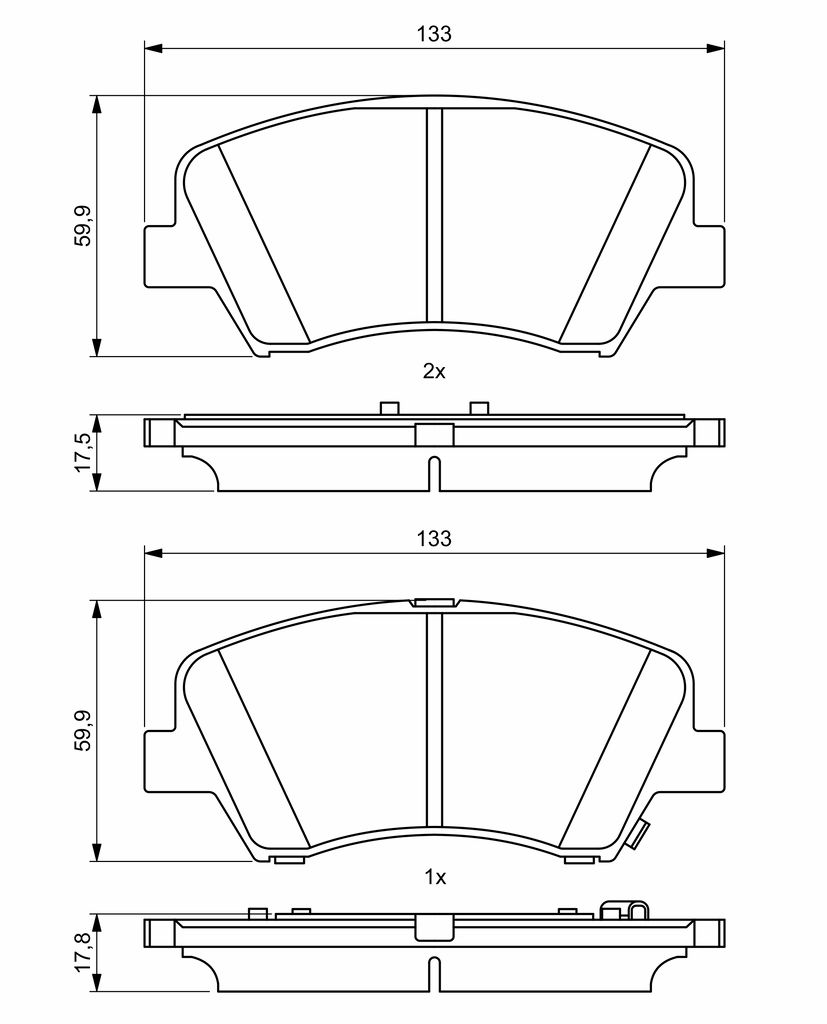 Комплект гальмівних колодок передн (з шумопоглинаючою пластиною), HYUNDAI EQUUS / CENTENNIAL, GENESIS, I30, VELOSTER, KIA CEE'D, CERATO III, CERATO KOUP III, PRO CEE'D 1.0-4.6 03.09- фото 7