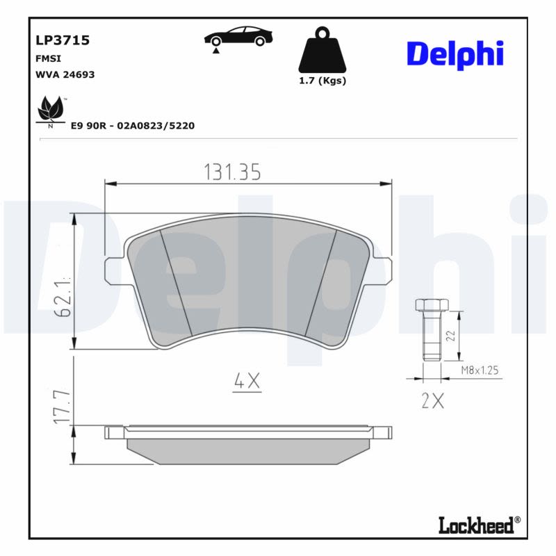 Комплект гальмівних колодок передн , MERCEDES CITAN (MPV), CITAN MIXTO (DOUBLE CABIN), CITAN/MINIVAN (W415) 1.2/1.5D 11.12-08.21 фото 2