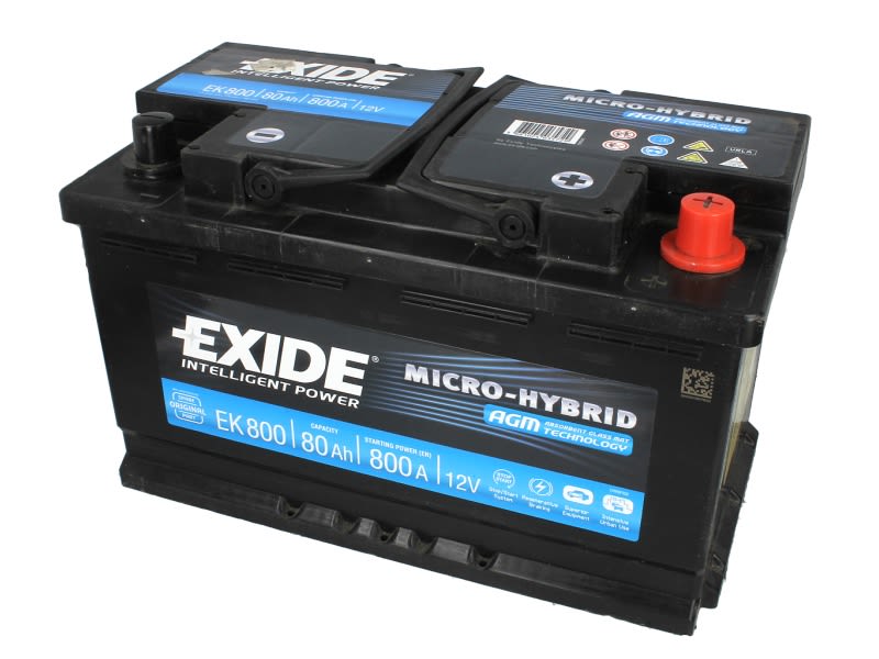 Akumulator EXIDE MICROHYBRID AGM EK800 80Ah 800A P+