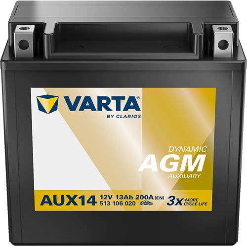 Акумулятор VARTA 12В 13Агод./200А AGM, AUXILIARY (L+ стандартні клеми) 150x87x146 B00 - без монтажного фланця (додатковий) фото 4