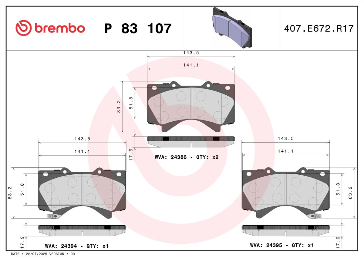 Колодки гальмівні дискові TOYOTA LAND CRUISER 200 (_J2_) 4.5 2007.08- BREMBO (P83107) BREMBO фото 5