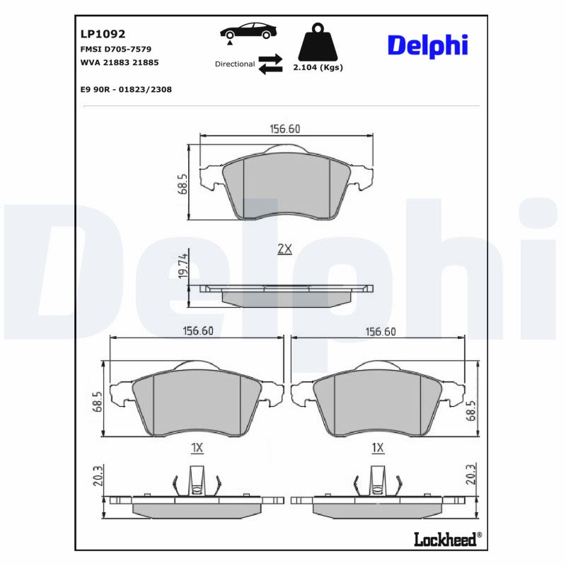 Комплект гальмівних колодок передн , VW CALIFORNIA T4 CAMPER, TRANSPORTER T4 1.9D-2.8 07.90-06.03 фото 4