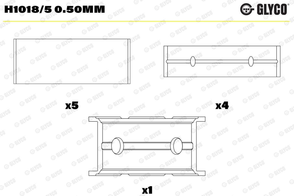 Вкладиші PSA/FORD 2.0-2.4TD ABFA/D2FA/D3FA/F3FA/FIFA/D5BA/D6BA/PGFA/UFDA/H GLYCO (H1018/5 0.50MM) Glyco фото 4