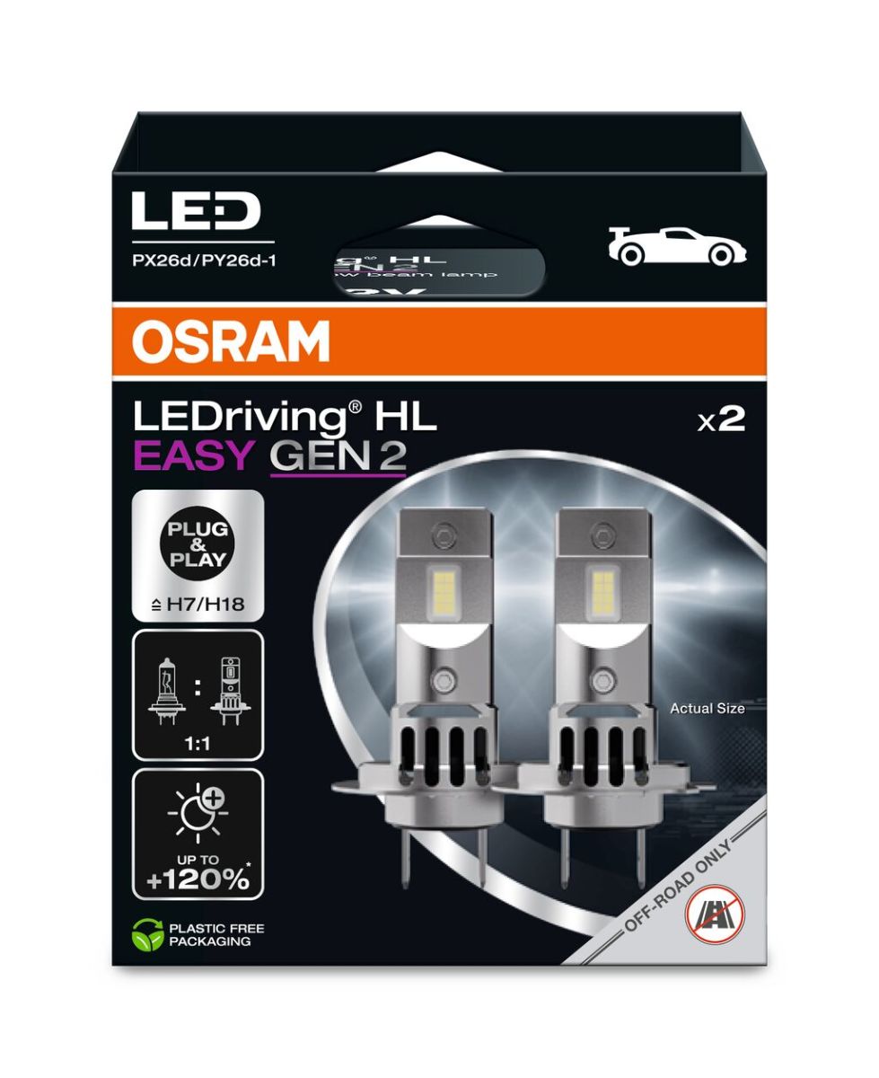 Комплект світлодіодних автоламп H7/H18 LED 12V 16W 6500K PX26D/PY26D-1 / LEDRIVING® HL EASY GEN2 OSRAM (64210DWESY2-2HB) osram фото 5