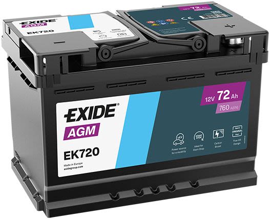 Акумуляторна батарея 72Ah/760A (278x175x190/+R/B13) (Start-Stop AGM) (аналог EK700) Exide фото 7