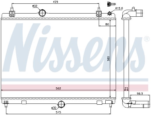 Радіатор охолоджування CITROEN C5 (08-) 1.6I TURBO/M/AC+/-(03/08-) OE 1330.X2 NISSENS (636009) Nissens фото 10