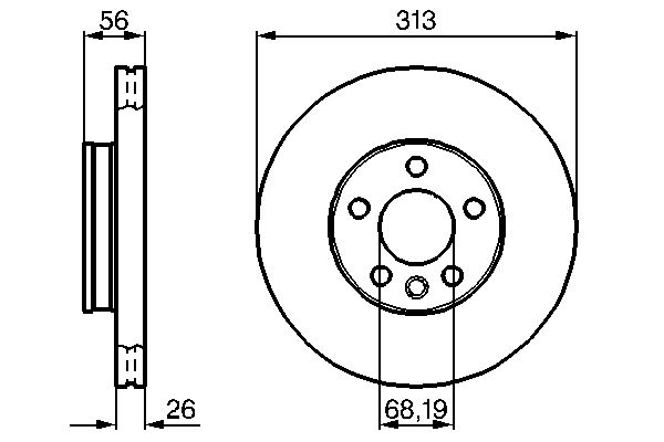 Диск гальмівний передн лів/прав BENTLEY BENTAYGA, FORD GALAXY I, GALAXY MK I, SEAT ALHAMBRA, VW CALIFORNIA T4 CAMPER, SHARAN, TRANSPORTER T4 1.8-6.0 07.90- фото 4