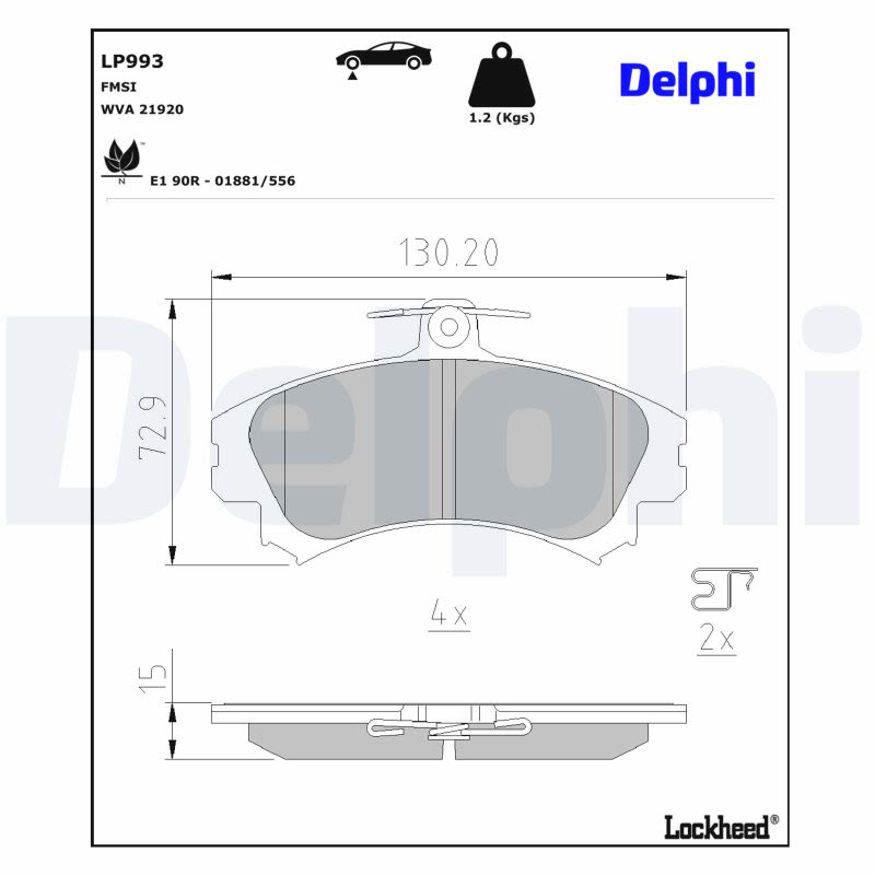 Комплект гальмівних колодок передн , VOLVO S40 I, V40, MITSUBISHI CARISMA, COLT CZC VI, COLT VI, SPACE STAR, SMART FORFOUR 1.3-2.0 05.95-06.12 фото 2