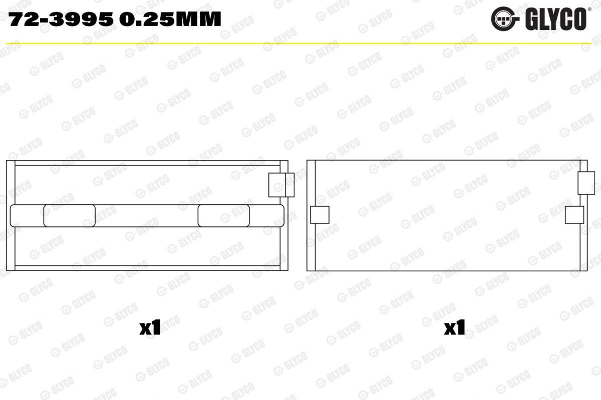 Вкладиші 0.25MM ALFA/OPEL 198A5/844A2/932A2/Z19DTH GLYCO (72-3995 0.25MM) Glyco фото 4