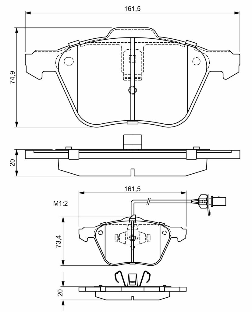 Комплект гальмівних колодок передн , FORD GALAXY I, GALAXY MK I, SEAT ALHAMBRA, VW CALIFORNIA T4 CAMPER, SHARAN, TRANSPORTER T4 1.8-2.8 07.90-03.10 фото 3