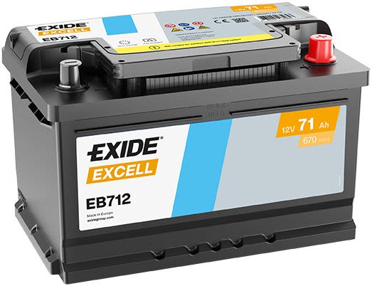Акумуляторна батарея 71Ah/670A (278x175x175/+R/B13) Excell Exide фото 9