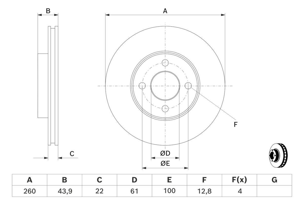 Диск гальмівний ВЕНТИЛ NISSAN MICRA IV (K13K) 1.2 2010.05- BOSCH (0 986 479 090) Bosch фото 7